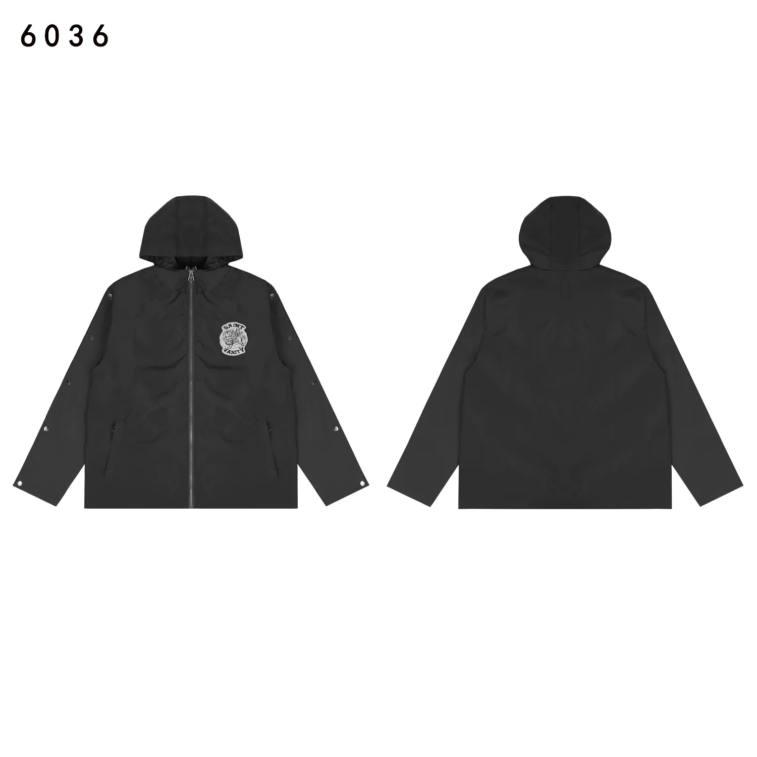 Style number: 6036 top P212 Style number: 8238 pants P184 Fabric: woven + lining Real stock SAINT VANITY embroidered breasted sports casual windbreaker jacket and trousers suit Color: Black Yellow Red Gray Size: S M L XL
